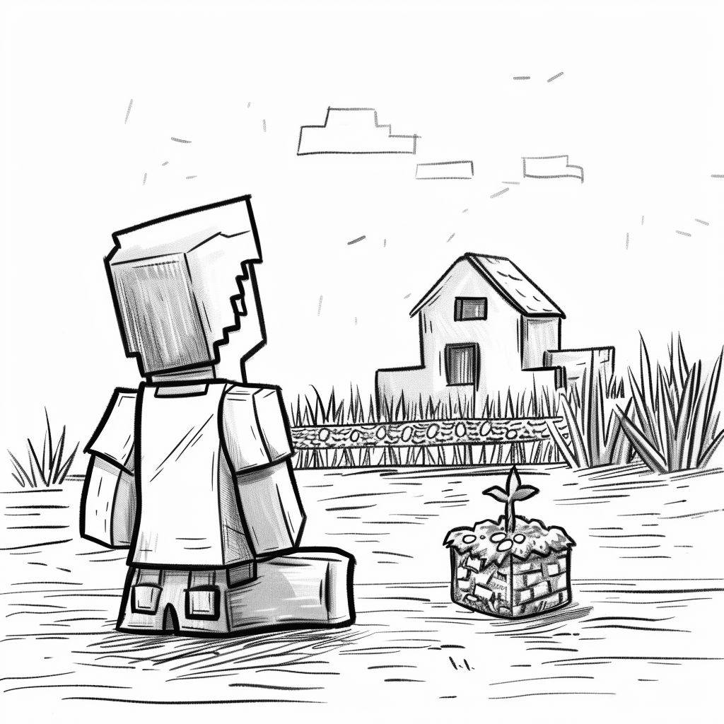 Minecraft Player Looking at a Very Small Farm Harvest