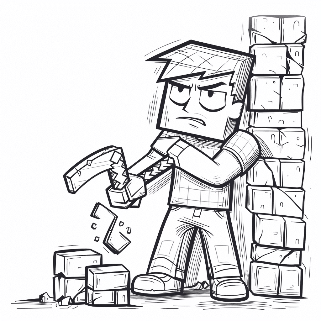 Minecraft Player Mining with a Broken Pickaxe