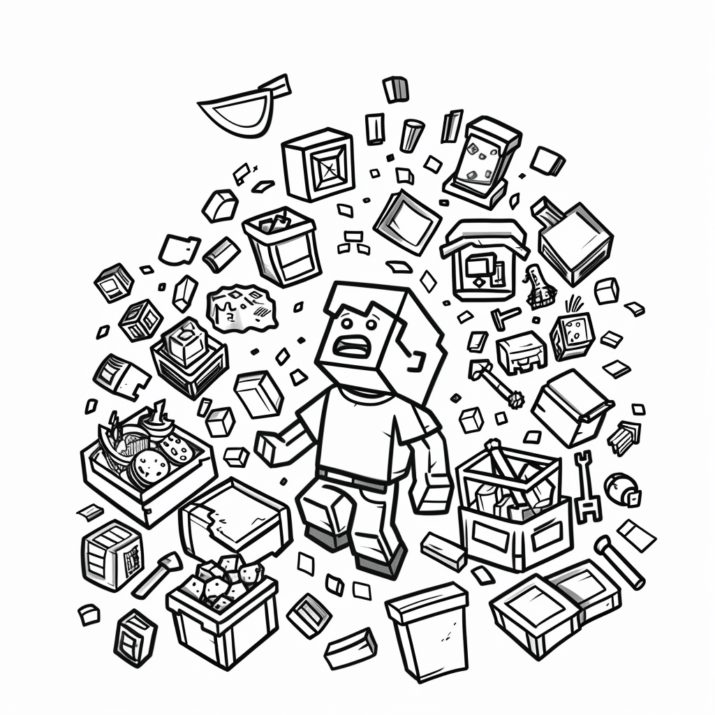 Minecraft Player Opening Inventory with Too Many Items