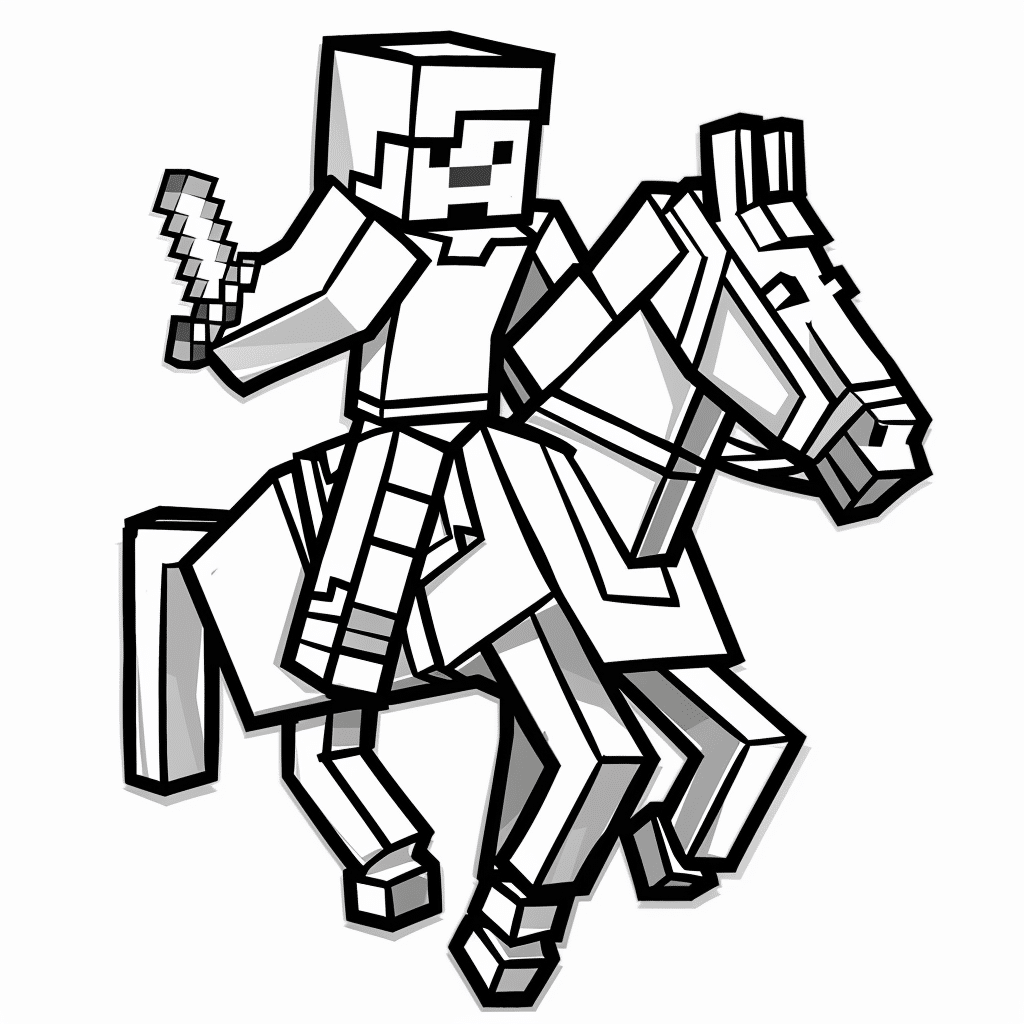 Minecraft Player Riding a Horse Backwards