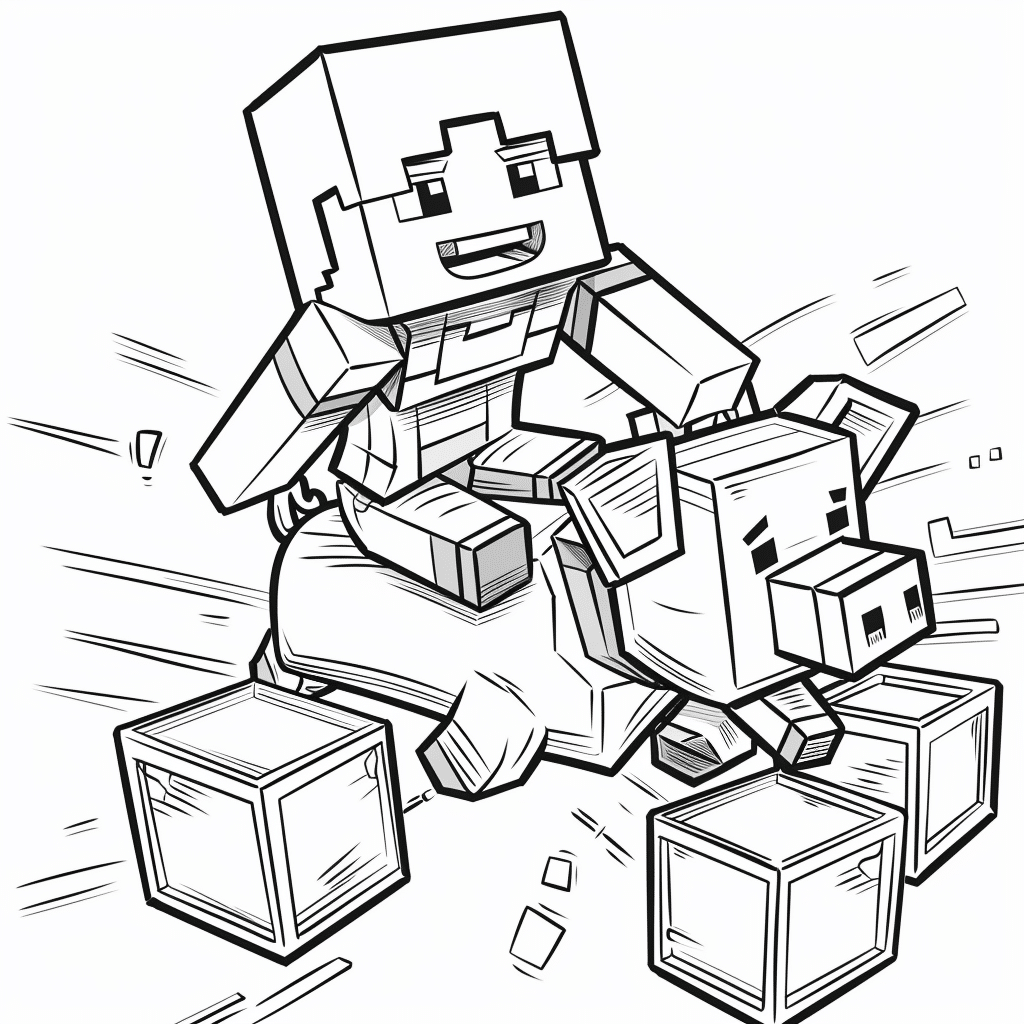 Minecraft Player Riding a Pig with Big Smile