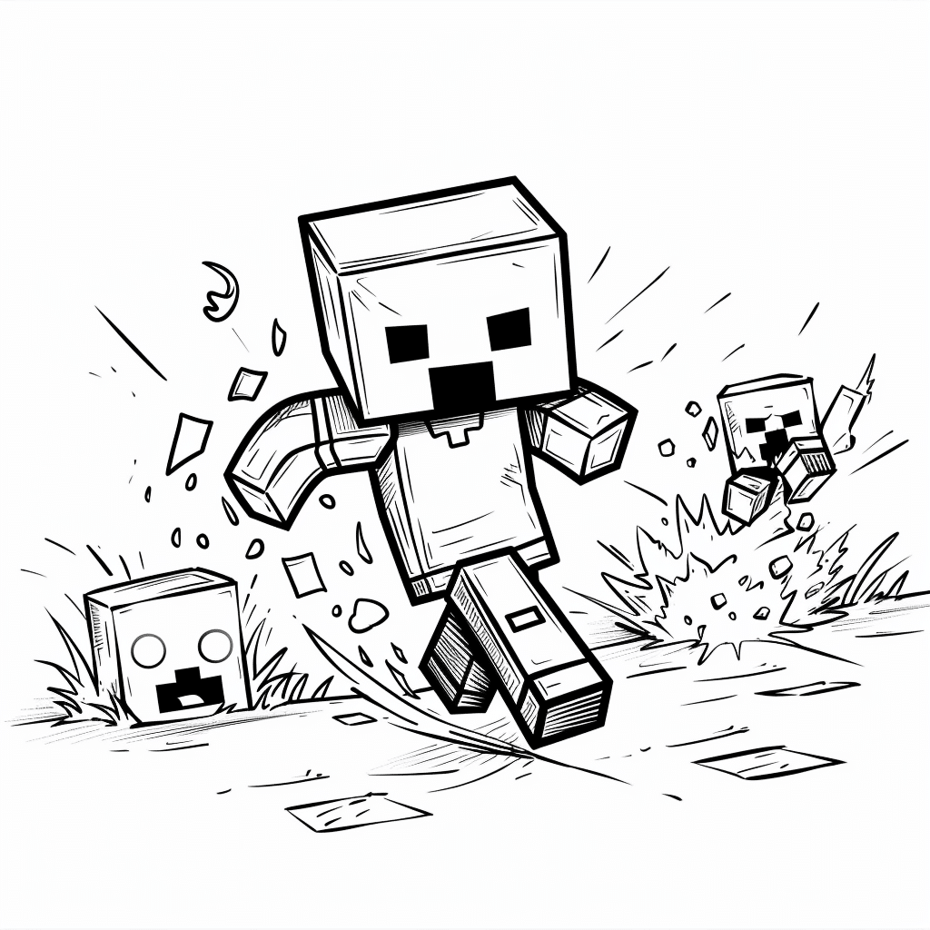 Minecraft Player Running from an Exploding Creeper