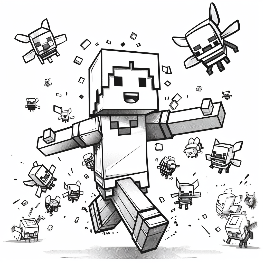 Minecraft Player Surrounded by Bees