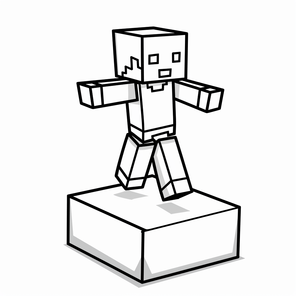Minecraft Player Trying to Balance on One Block