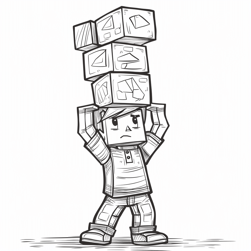 Minecraft Player Trying to Carry Too Many Blocks