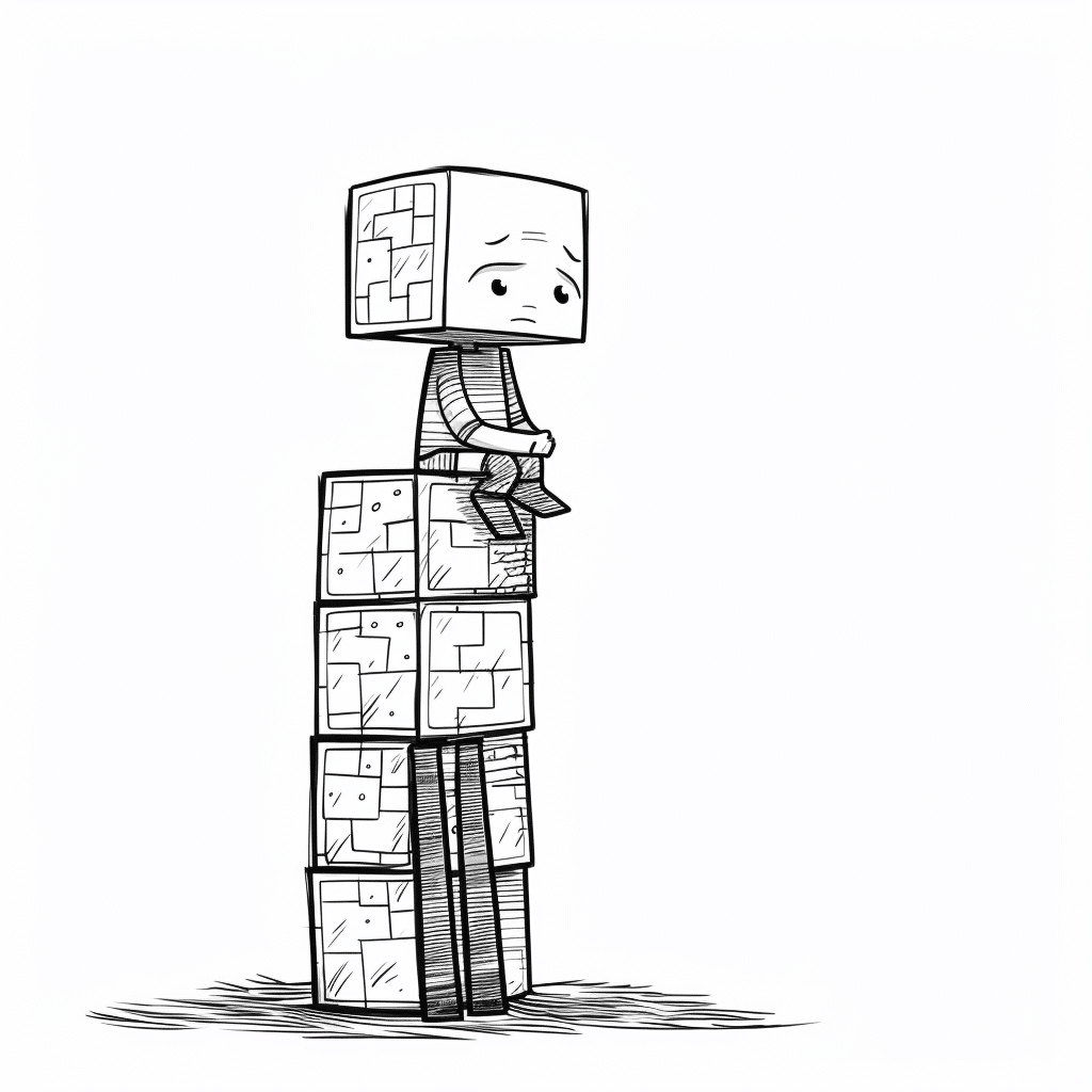 Minecraft Player Trying to Climb Tall Tower
