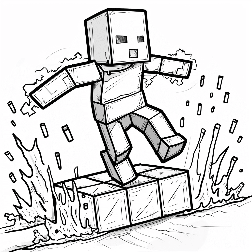 Minecraft Player Trying to Jump Over Lava