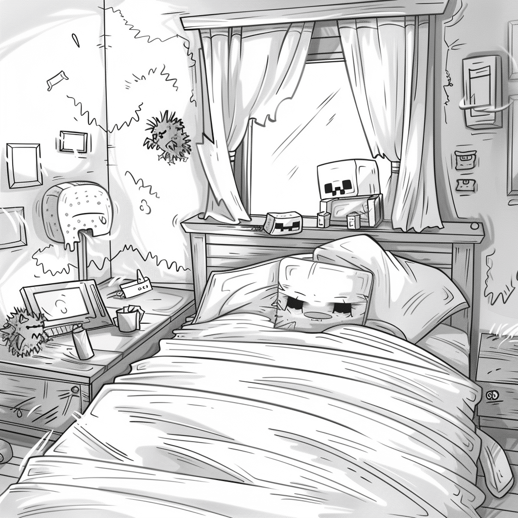Minecraft Player Trying to Sleep While Monsters Wait Outside