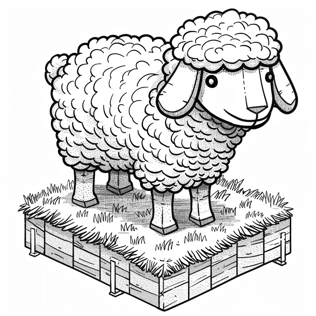 Minecraft Sheep on Grass Block