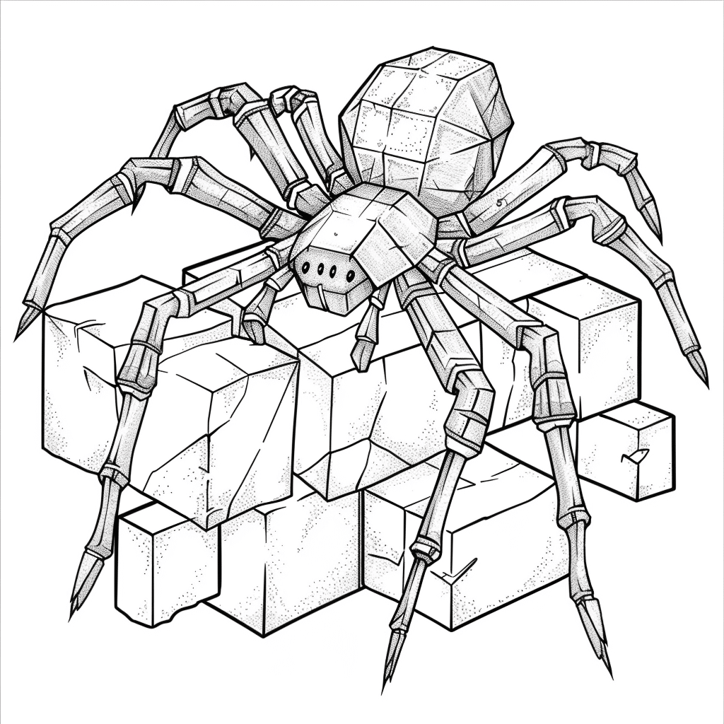 Minecraft Spider Crawling on Blocks