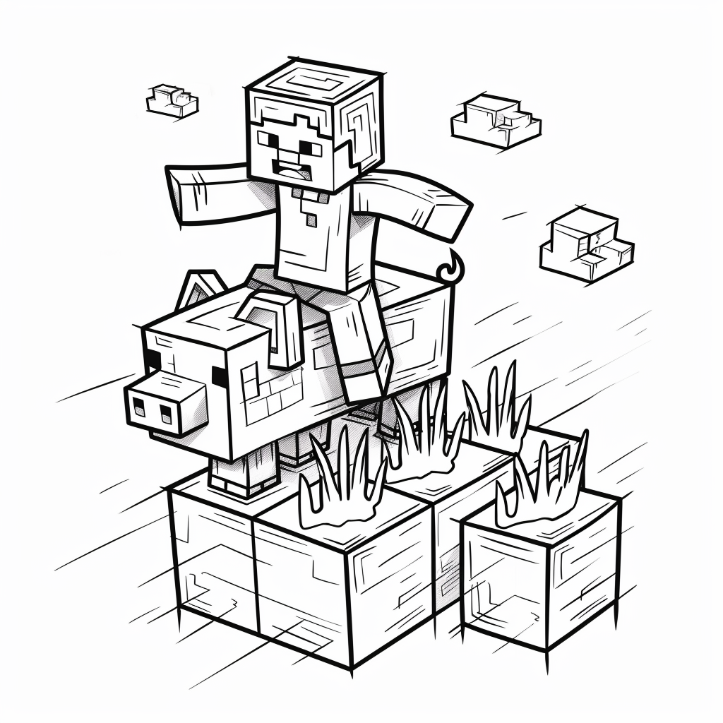 Minecraft Steve Riding a Pig