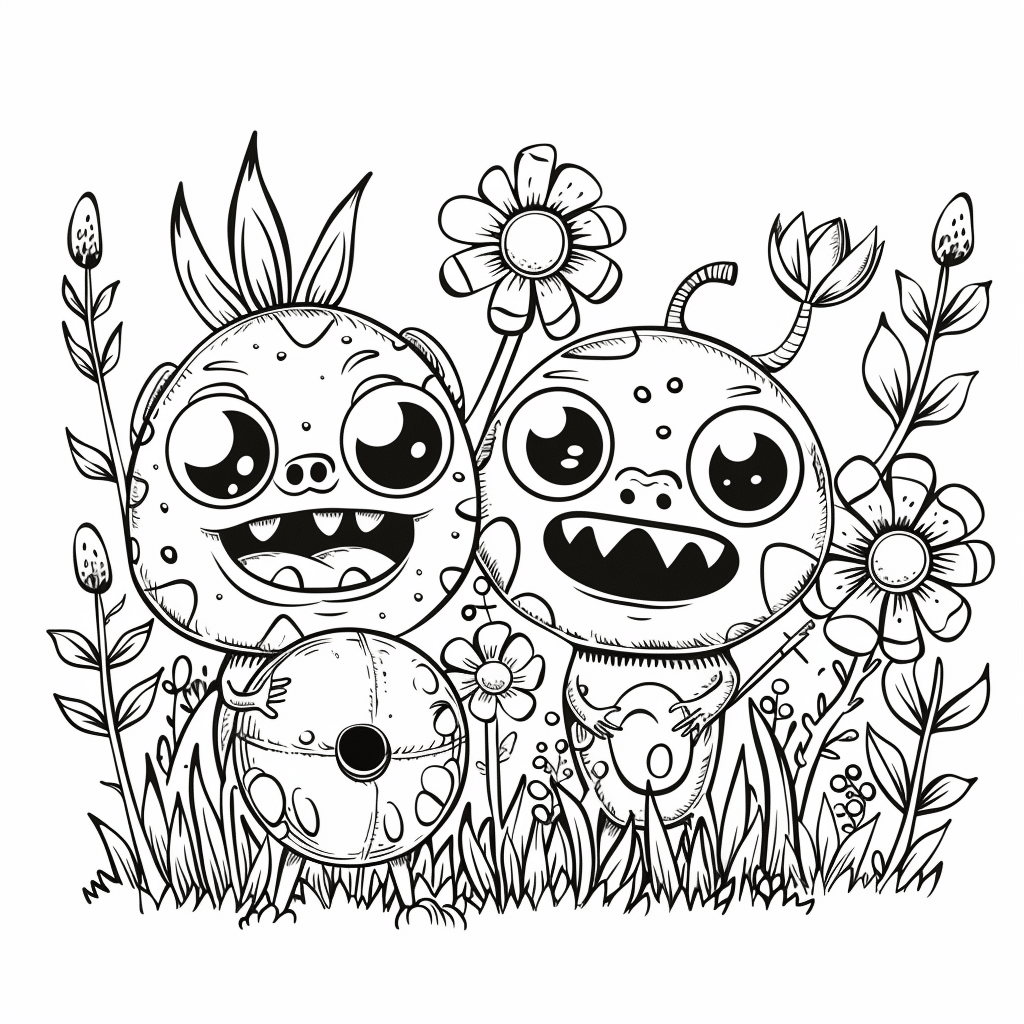 Monster Friends Playing Ball