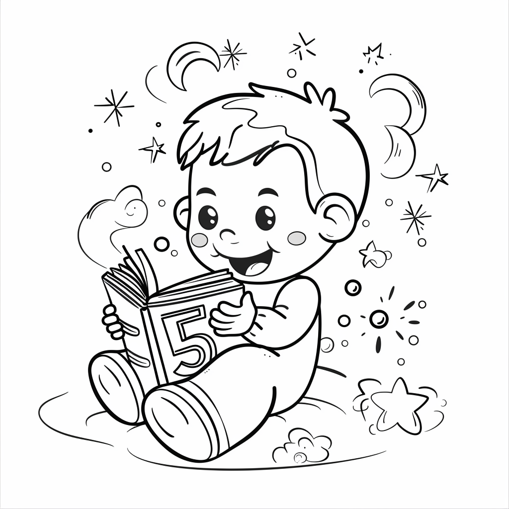 Number Five Reading a Book