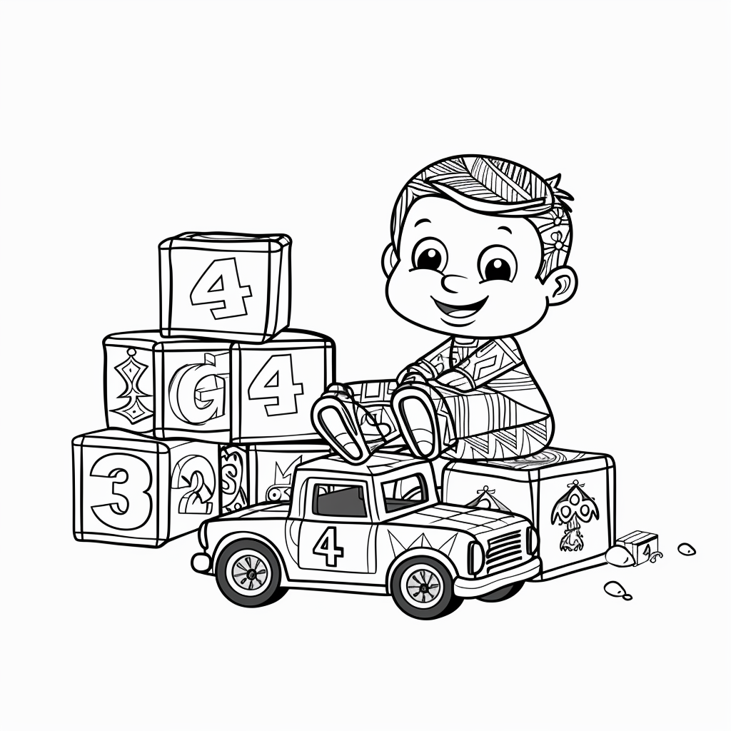 Number Four Building Blocks Scene