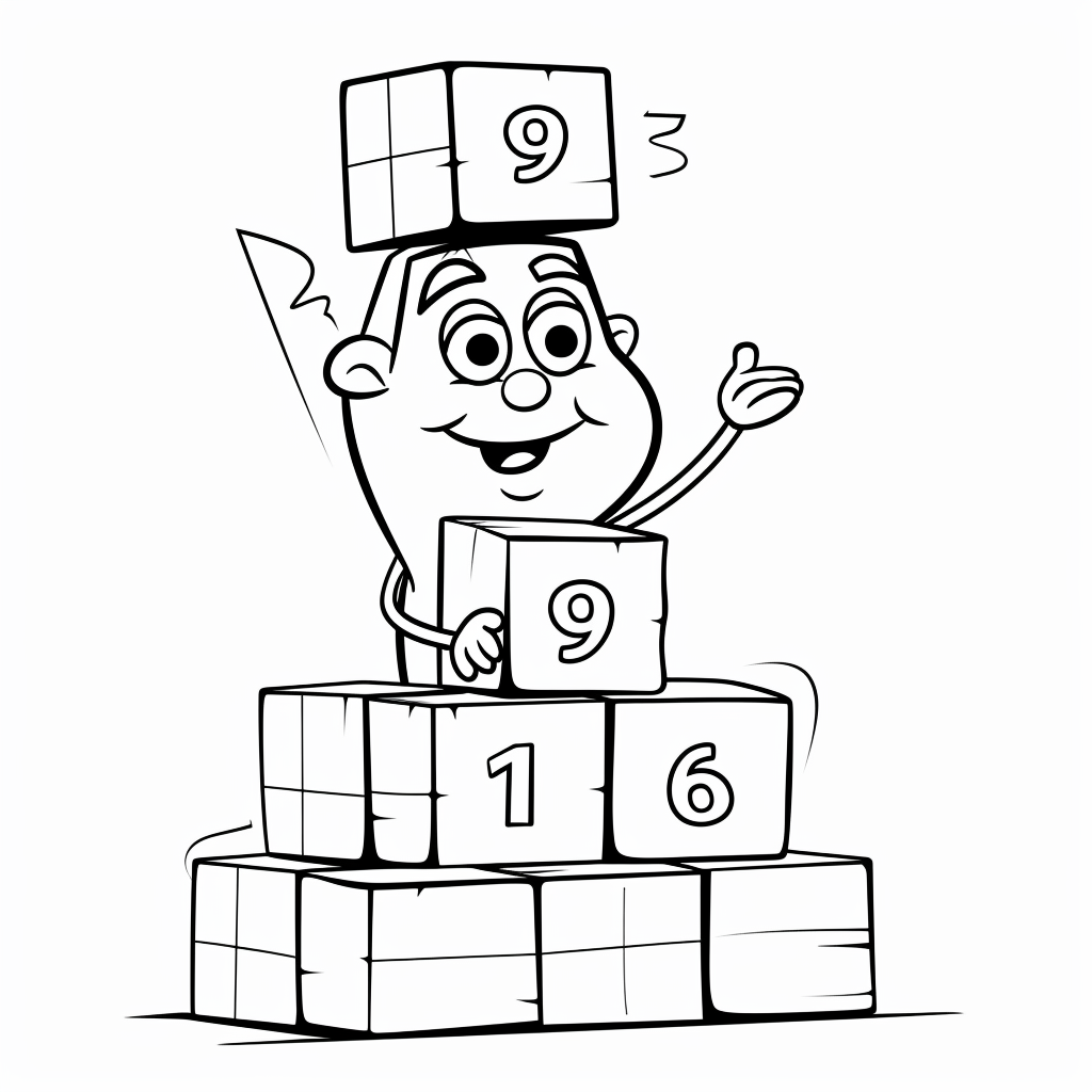 Number Nine Playing with Blocks