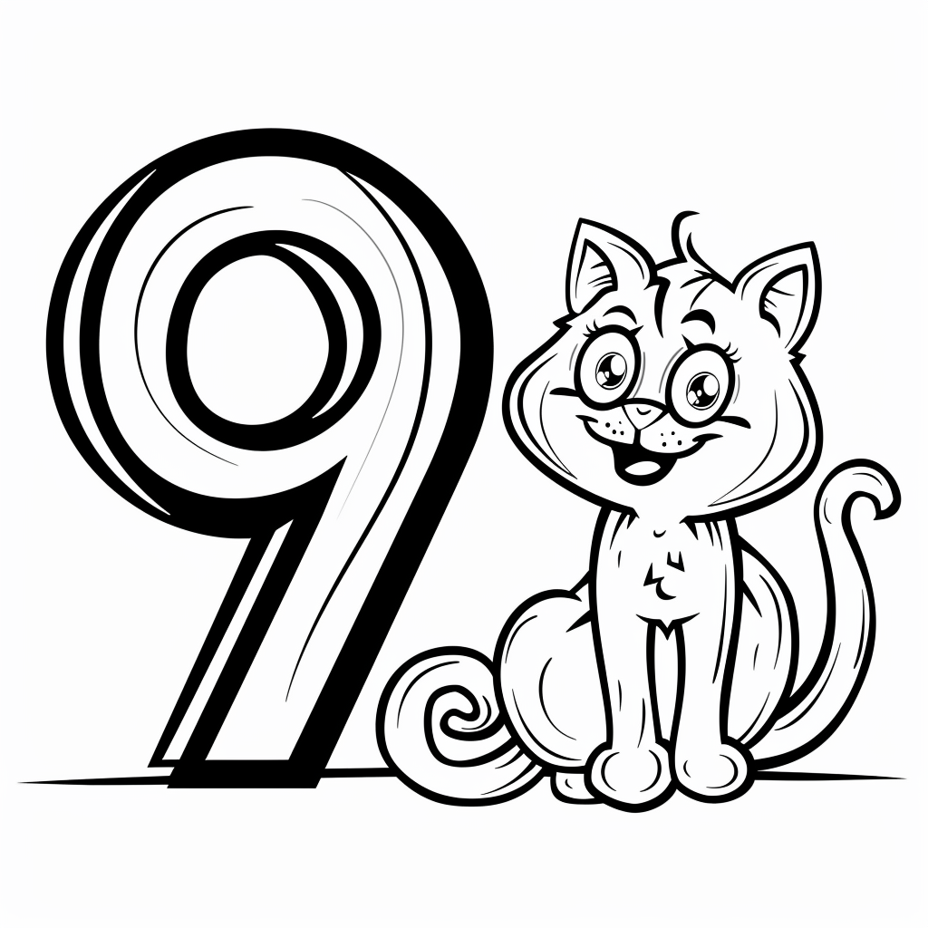 Number Nine with Friendly Cat