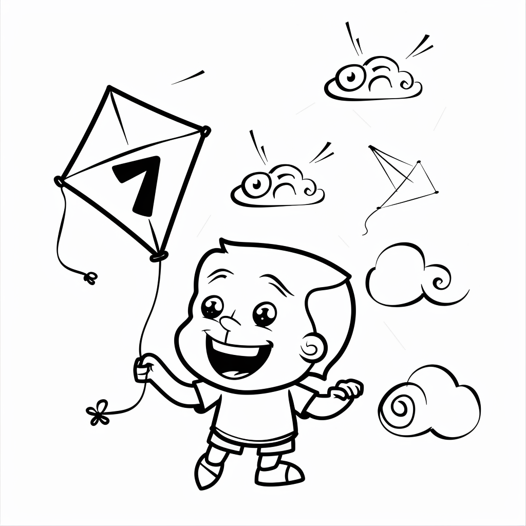 Number Seven Flying a Kite