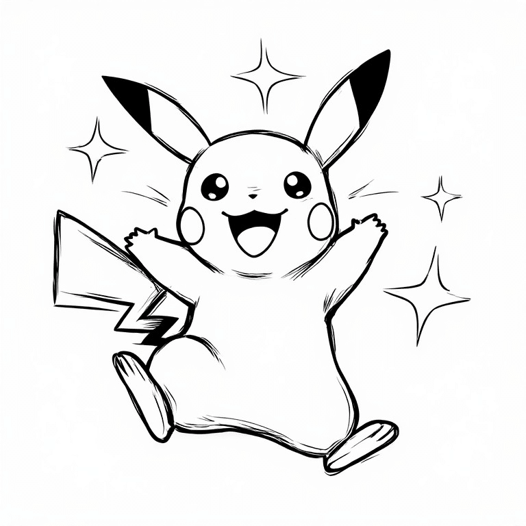 Pikachu Jumping with Joy