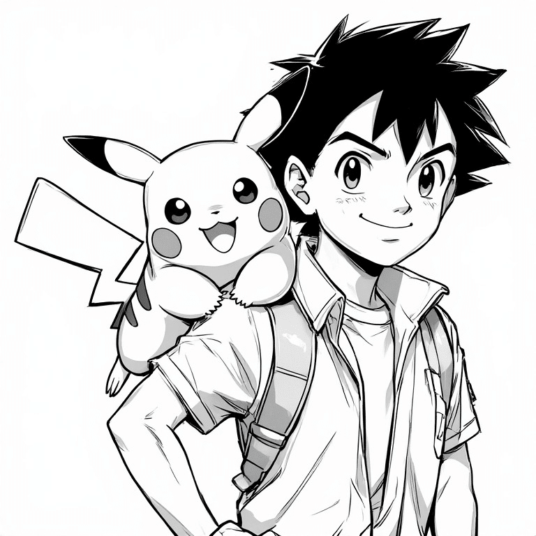 Pikachu on Ash’s Shoulder