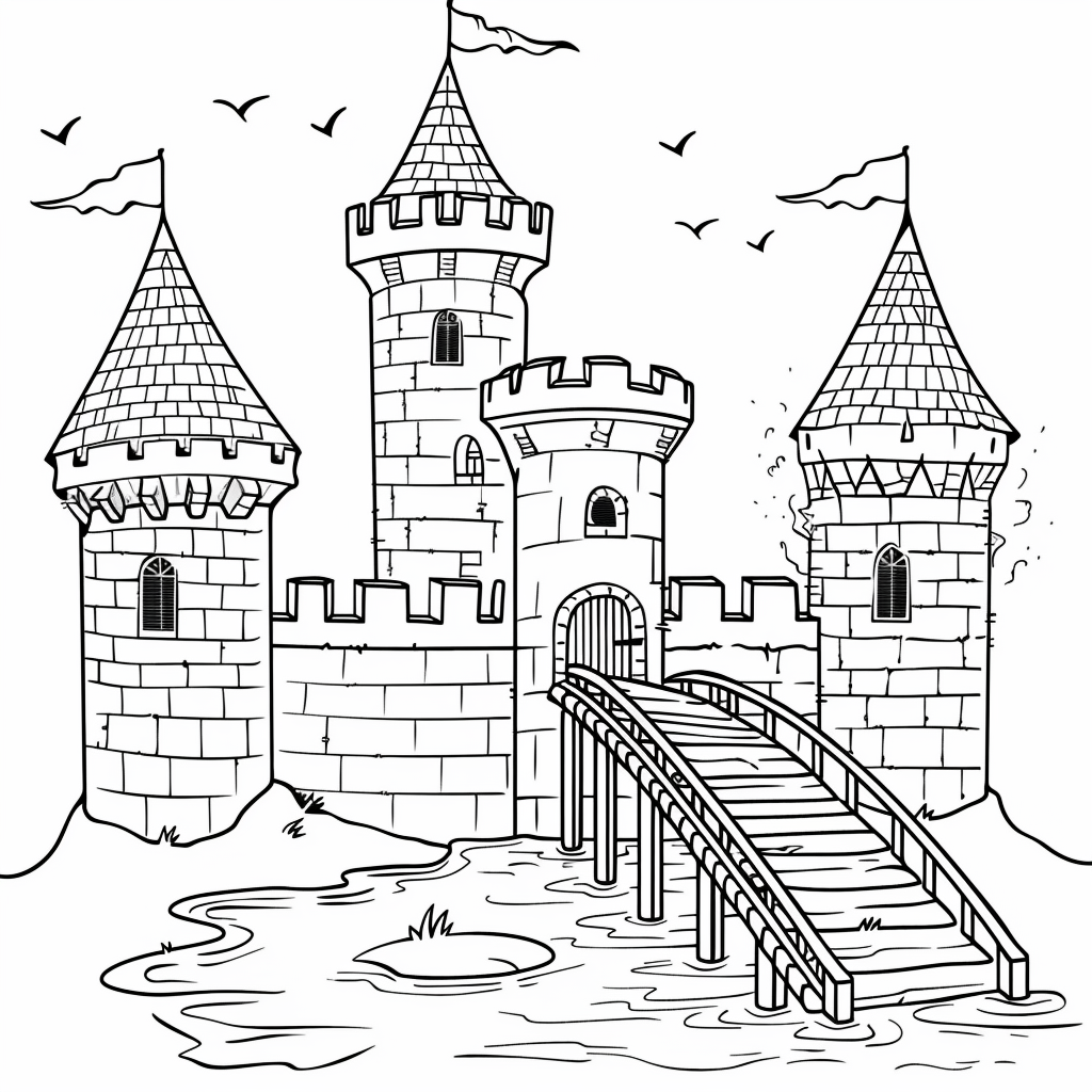 Princess Castle Coloring Pages printable castle design for kids