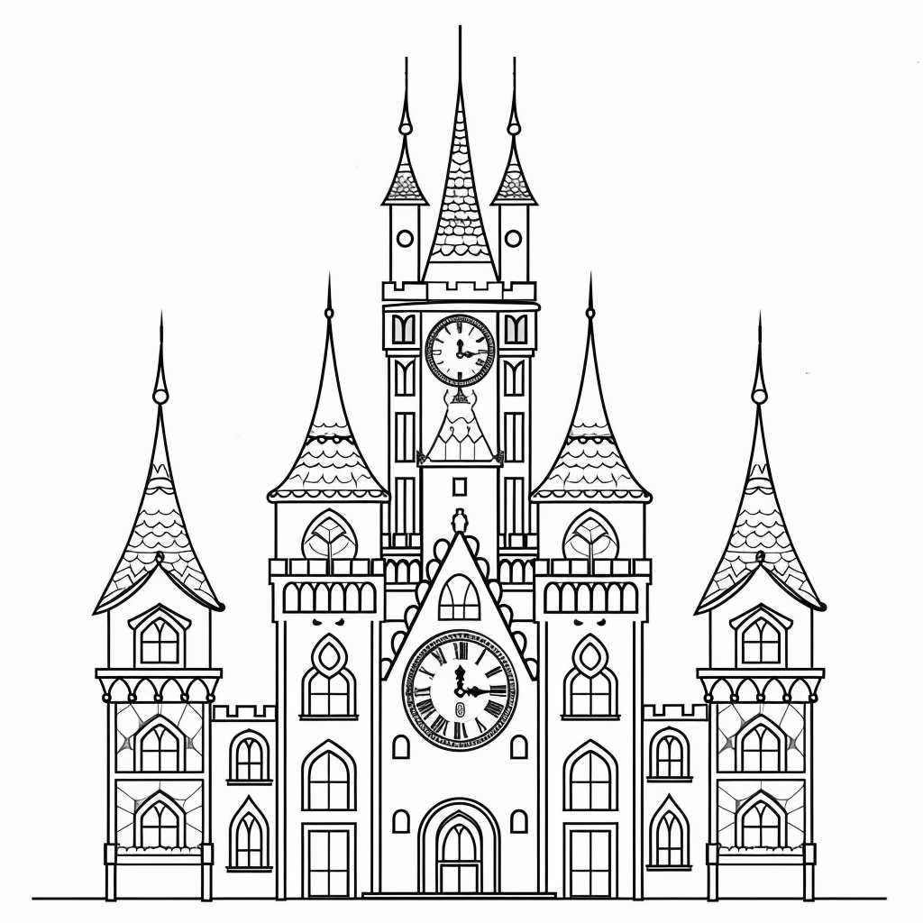 Princess Castle Coloring Pages printable castle design for kids