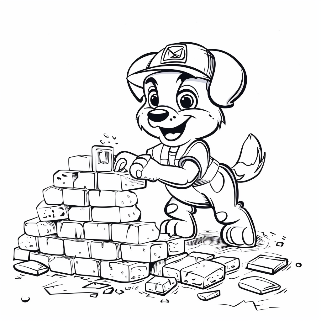 Rubble Building a Wall While Marshall Watches