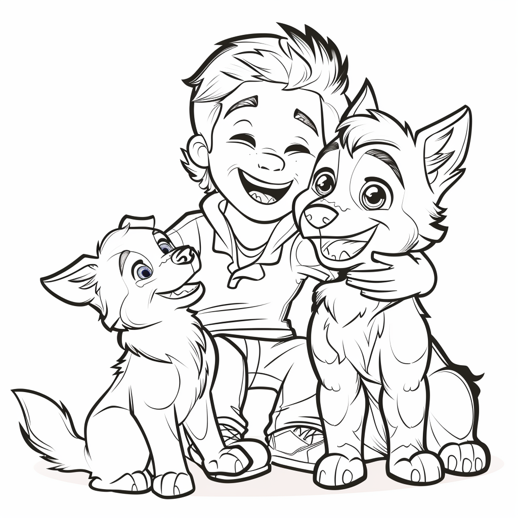 Ryder Hugging Everest and Skye