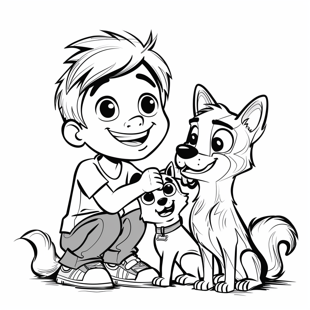 Ryder Patting Everest and Skye on the Head