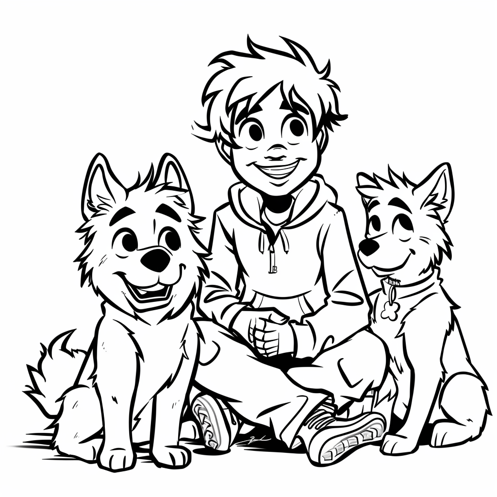 Ryder Sitting With Everest and Skye