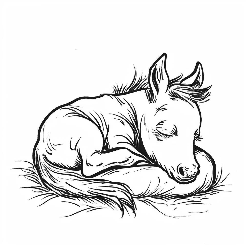 Sleeping Foal Curled Up