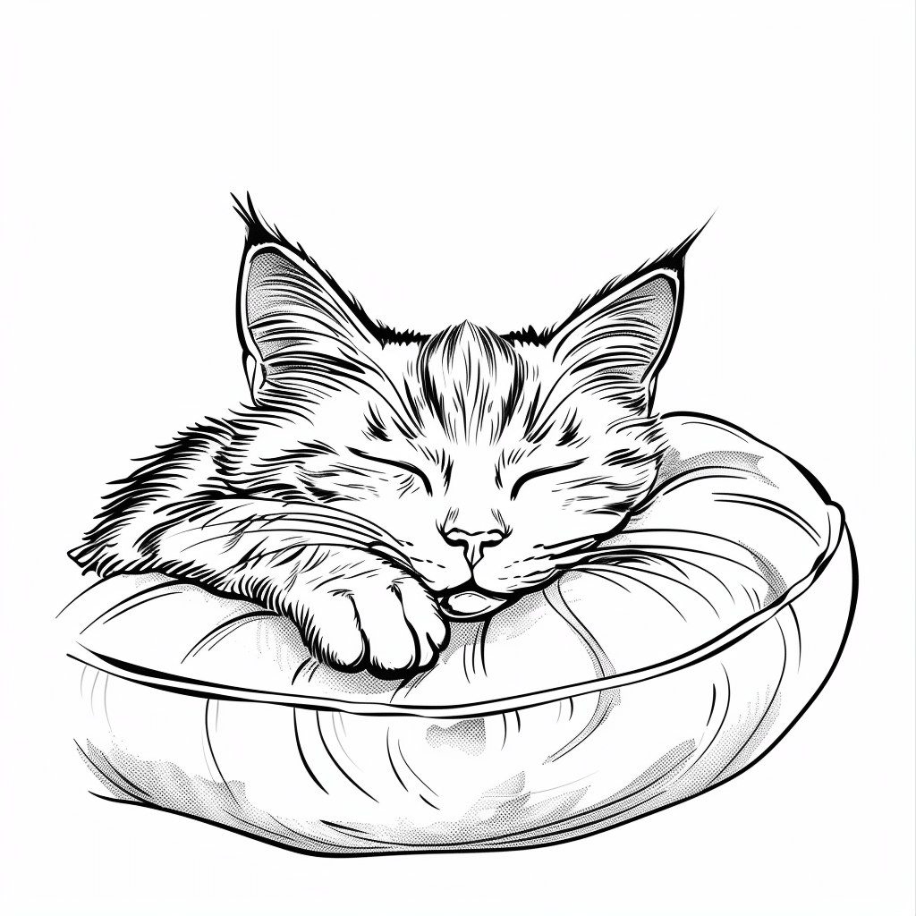 Sleeping on Cushion Cat