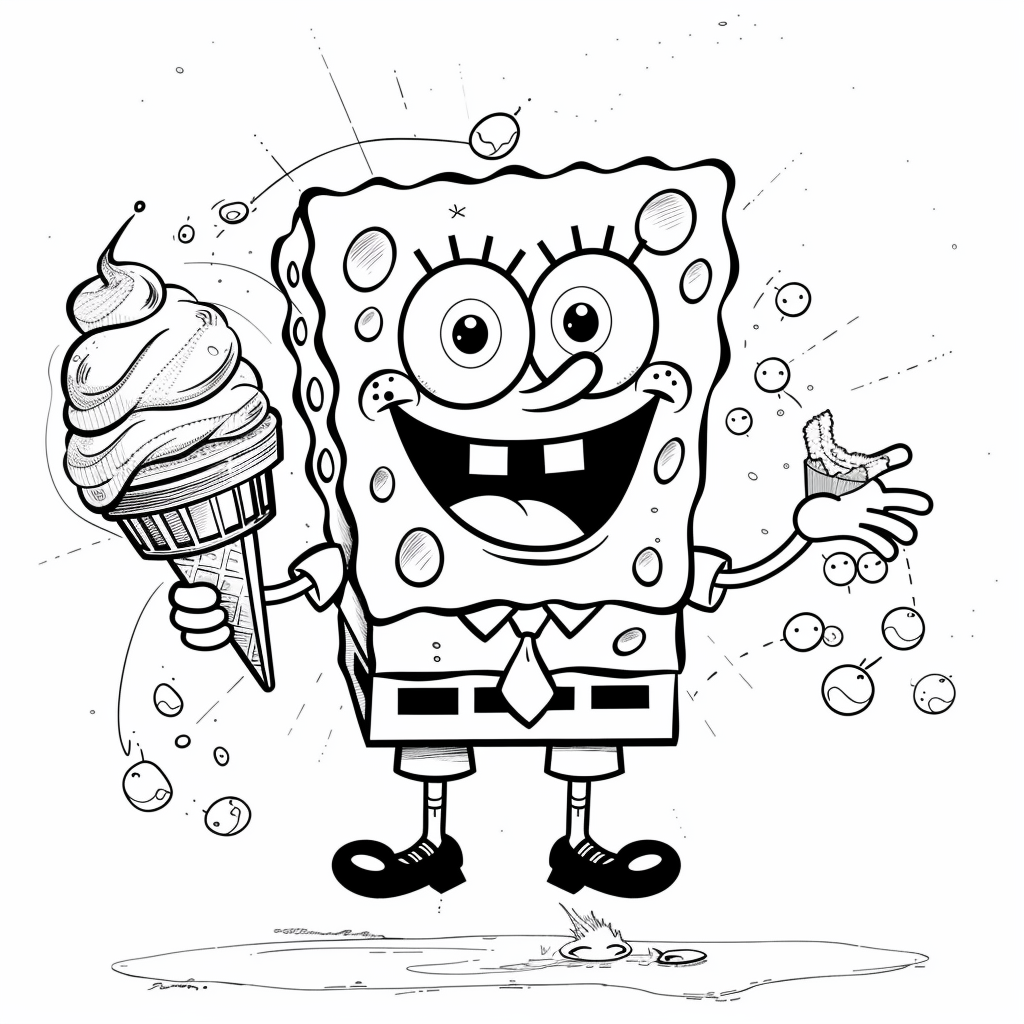 SpongeBob Holding a Big Ice Cream Cone