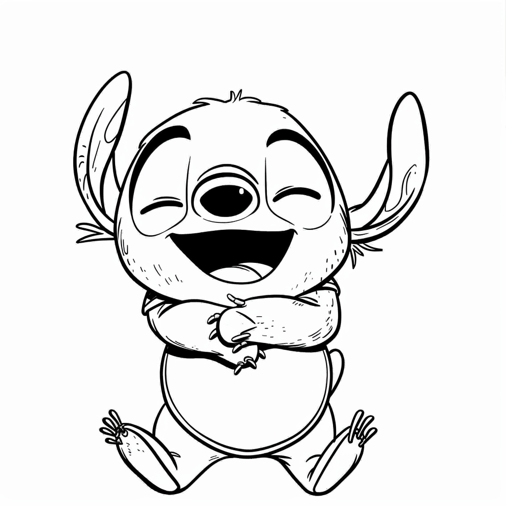 Stitch Hugging Himself Happily