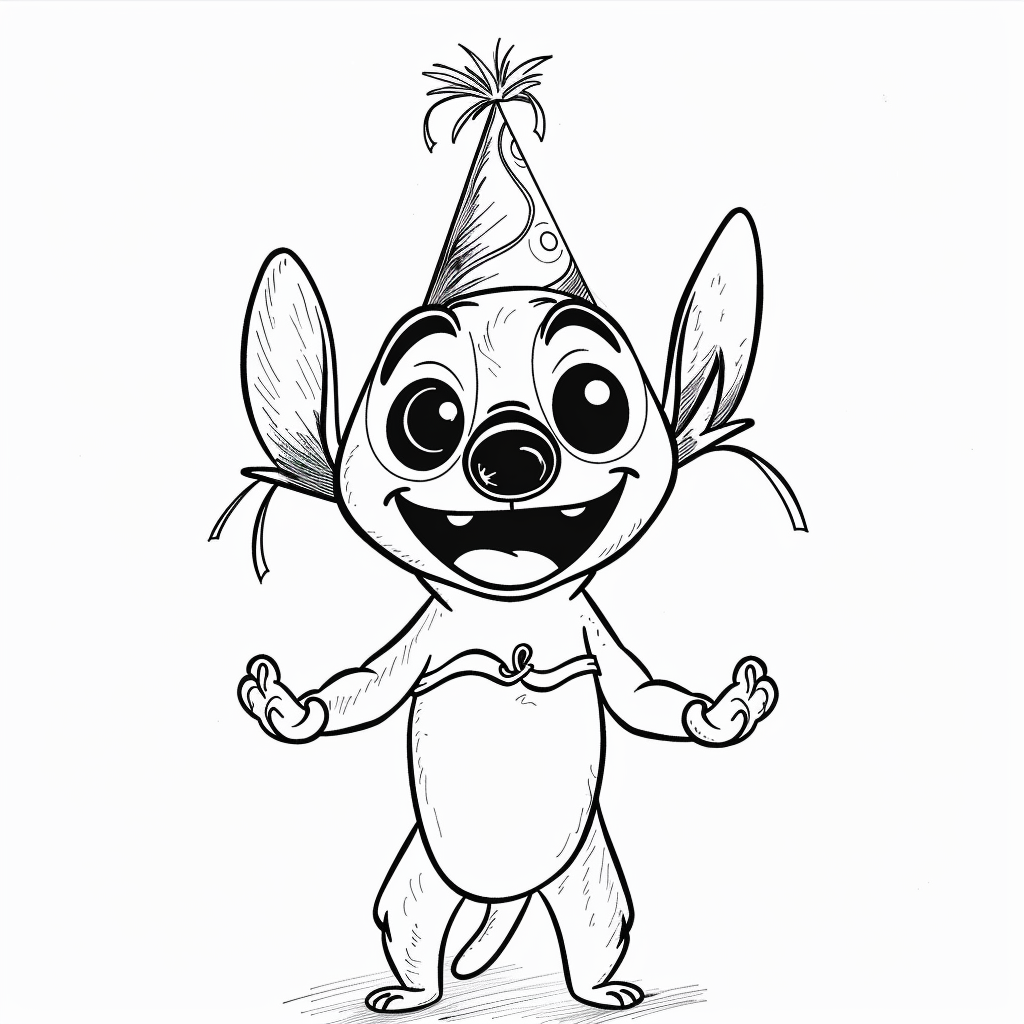 Stitch Wearing a Party Hat