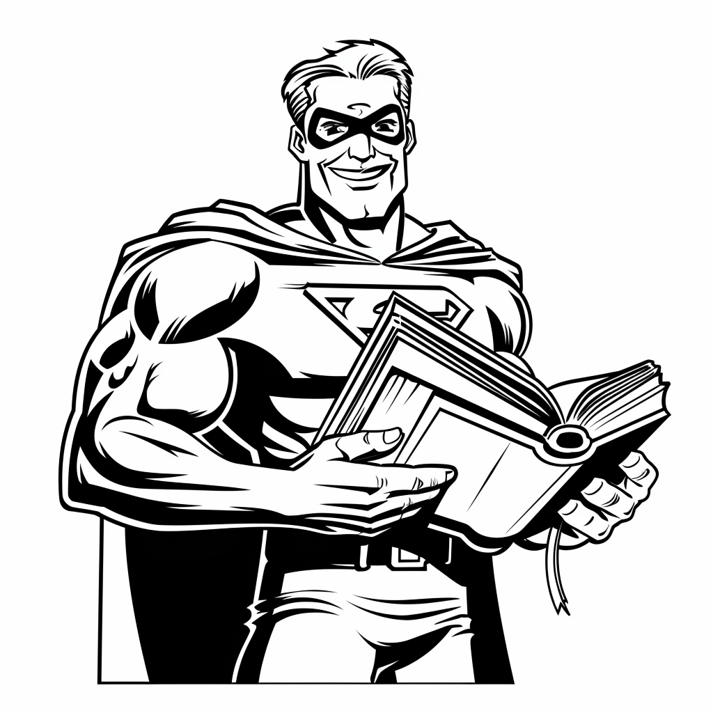 Superhero Carrying a Giant Book