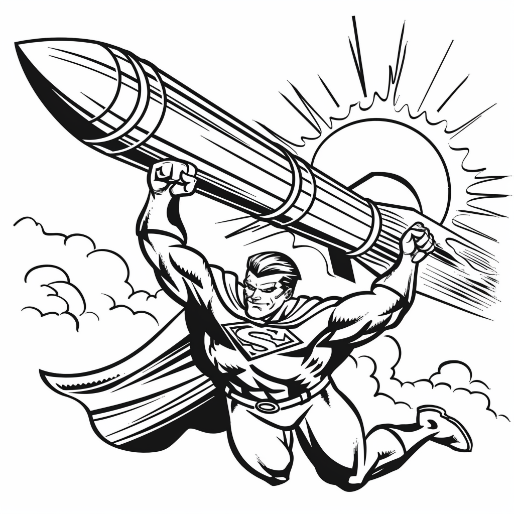Superhero Carrying a Rocket
