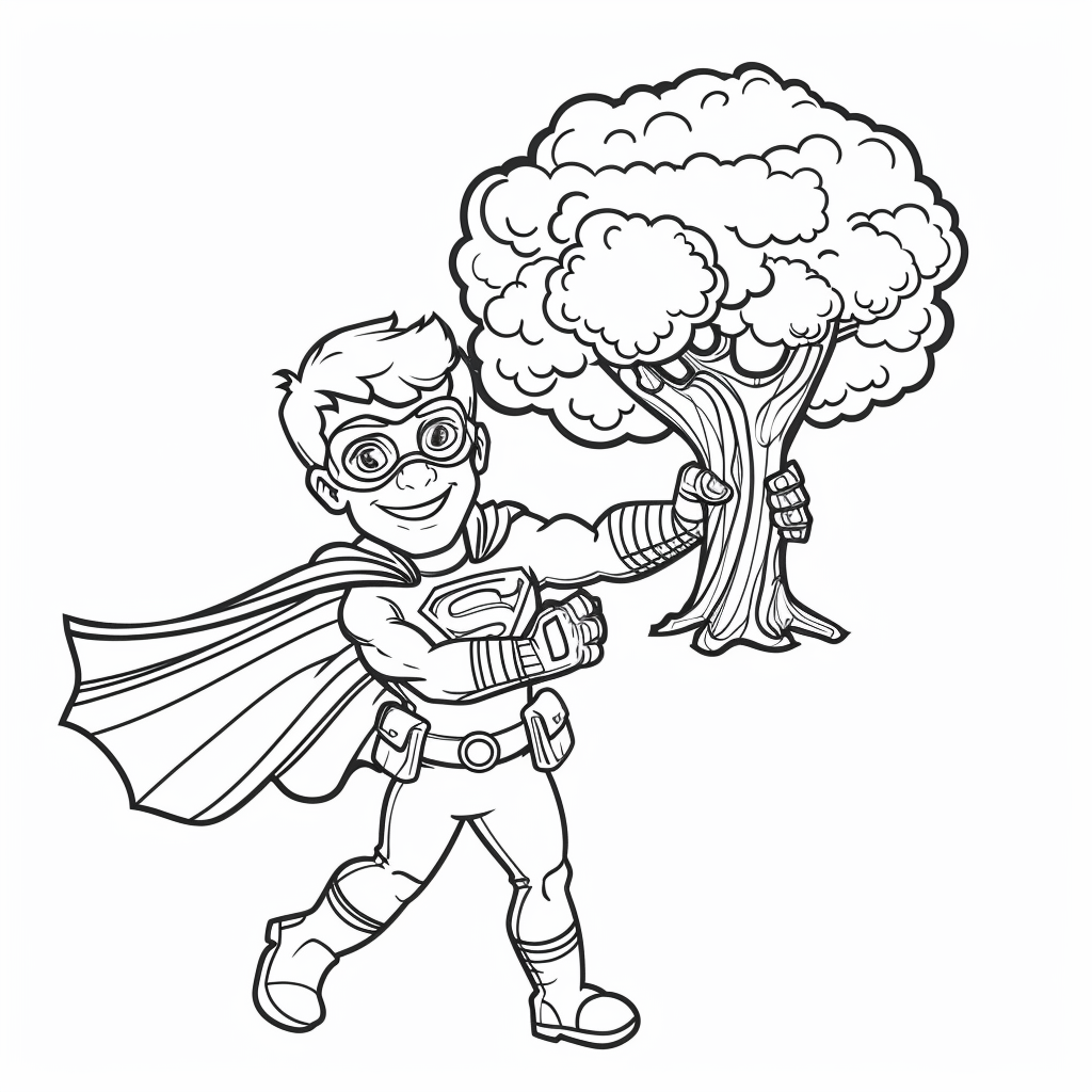 Superhero Carrying a Tree