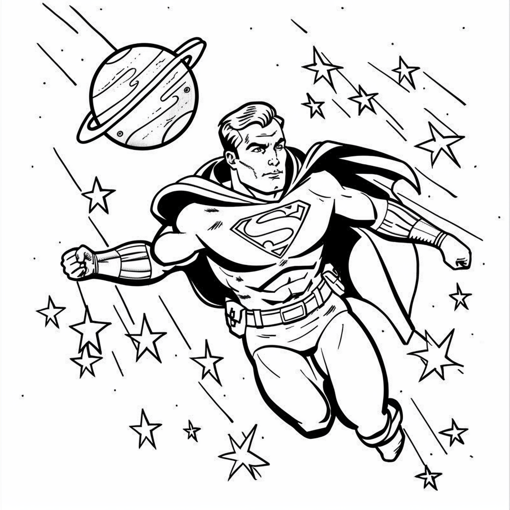 Superhero Floating in Space