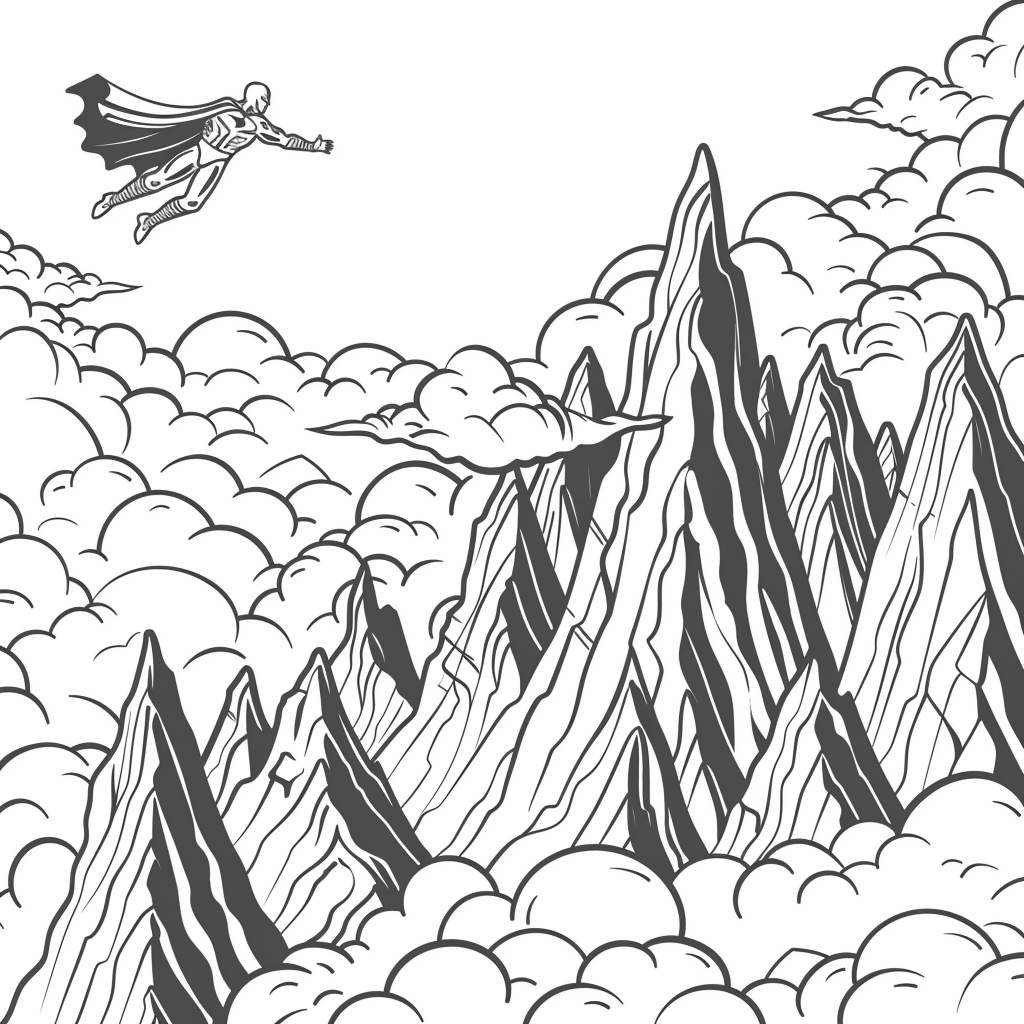 Superhero Flying Over Mountains