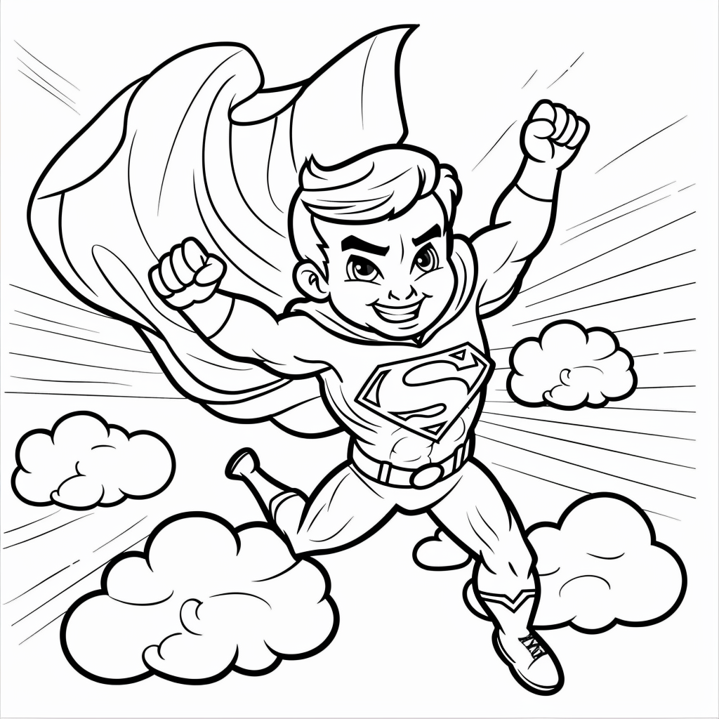Superhero Flying Through Clouds