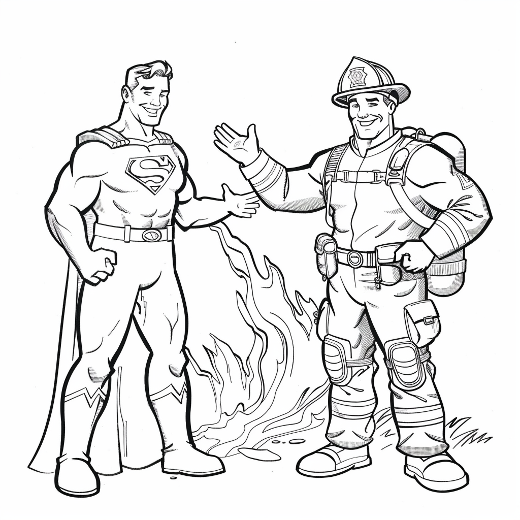 Superhero Helping a Firefighter