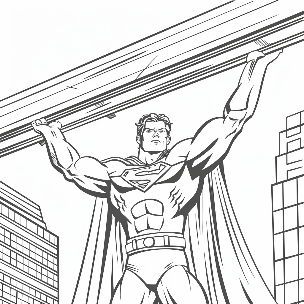 Superhero Holding a Building Beam