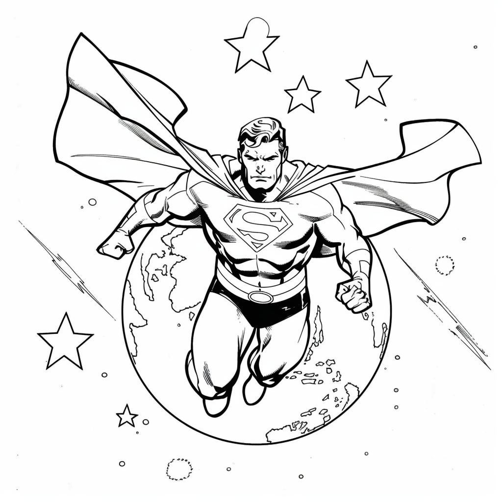 Superhero Hovering Above Earth