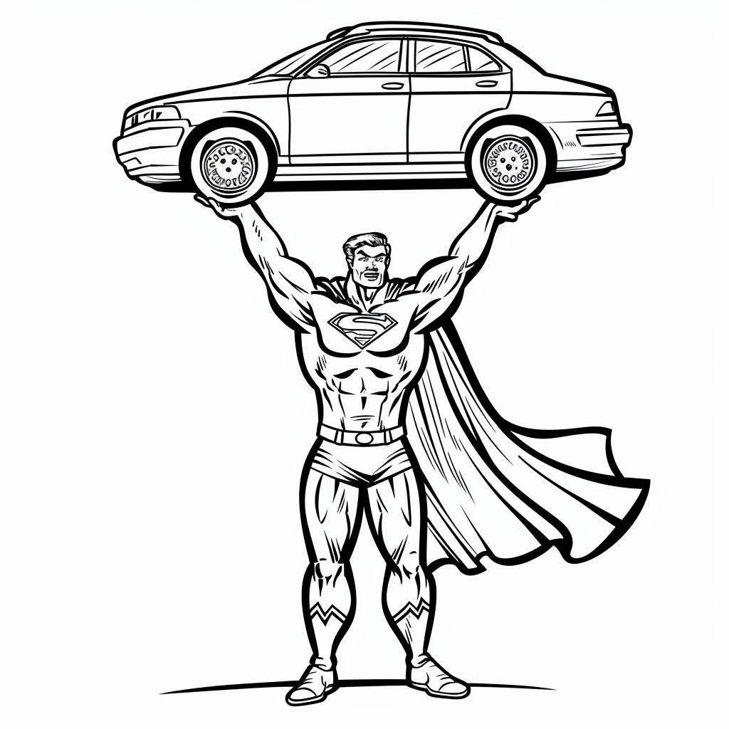 Superhero Lifting a Car