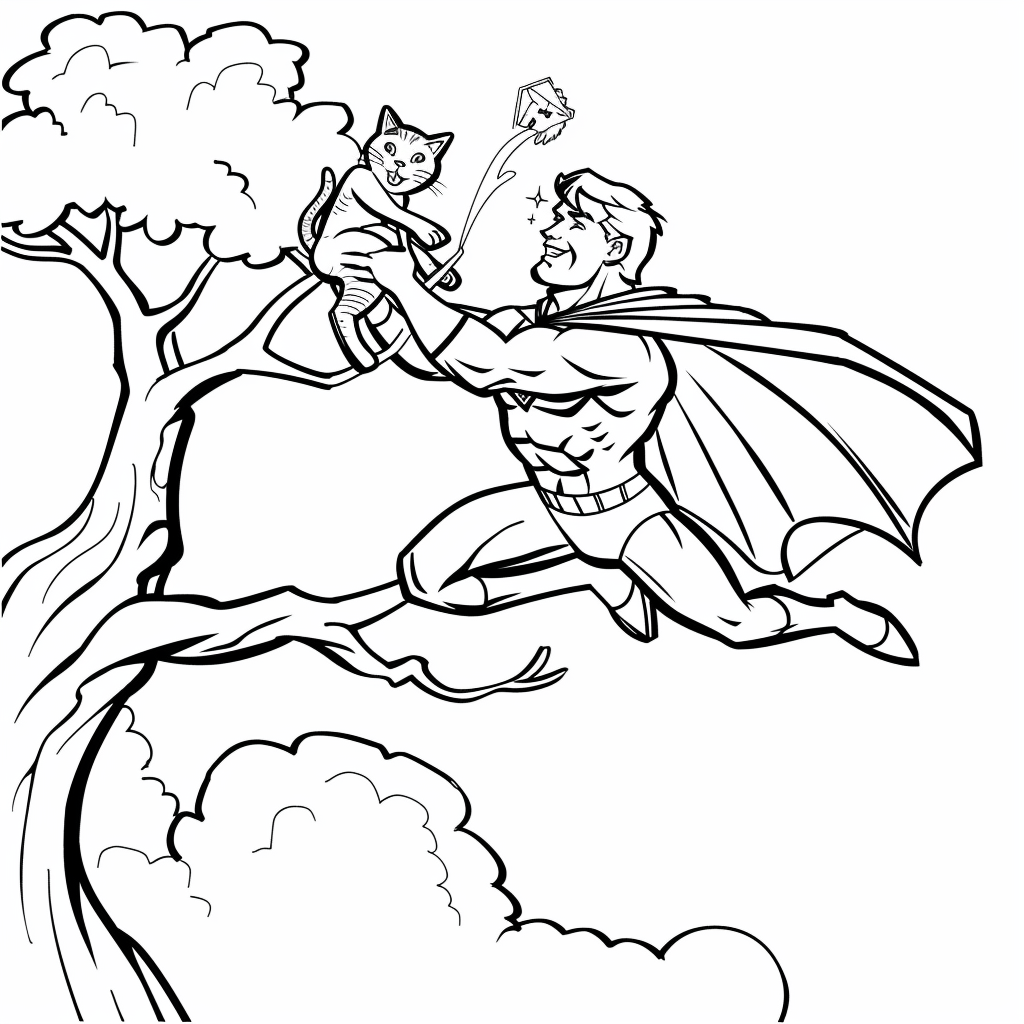 Superhero Saving a Cat