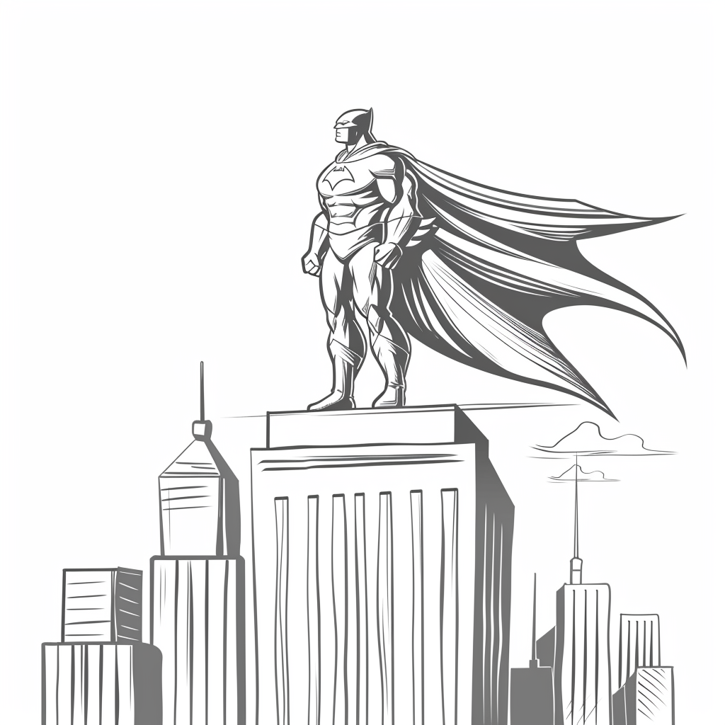 Superhero Watching Over City