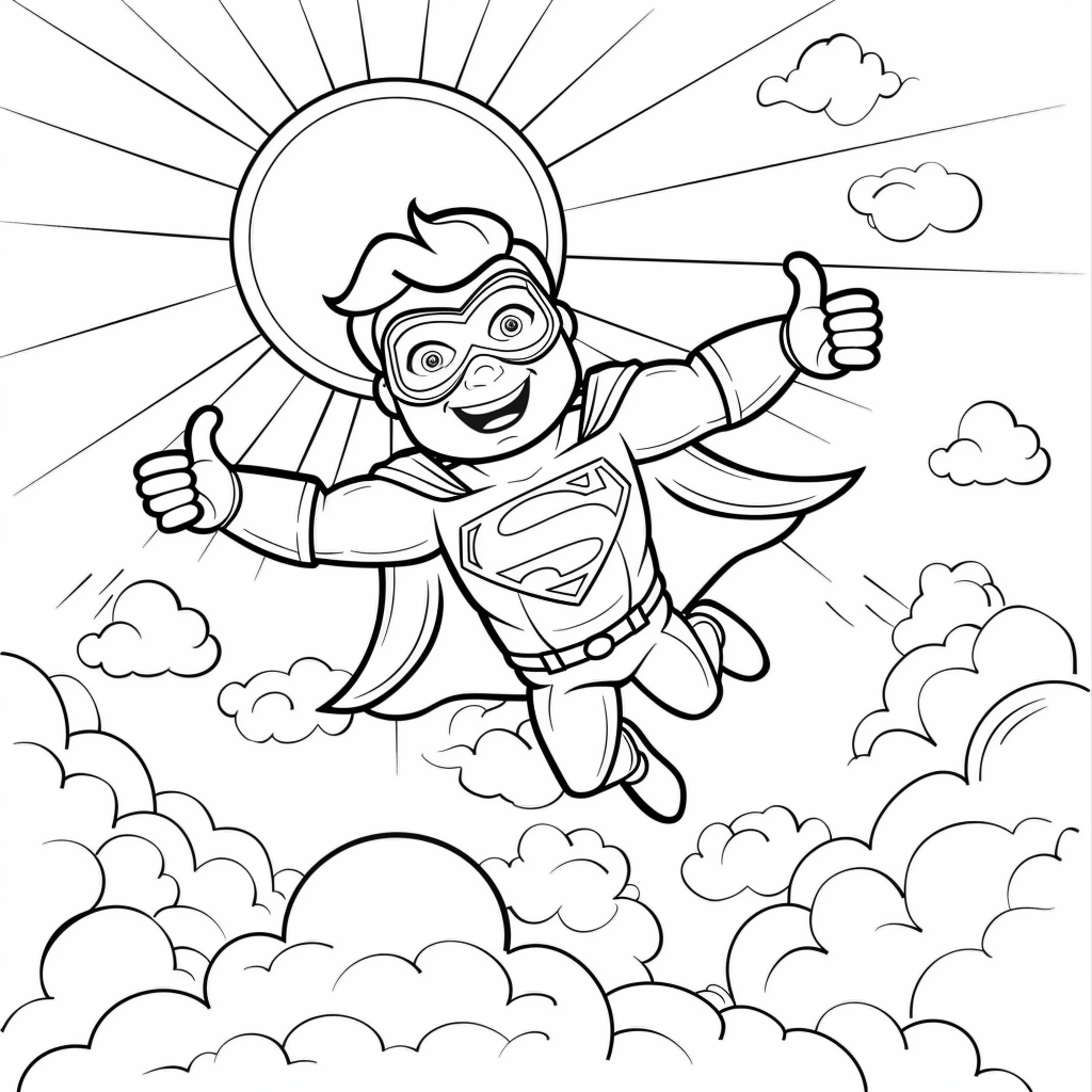 Superhero and Sun in the Sky