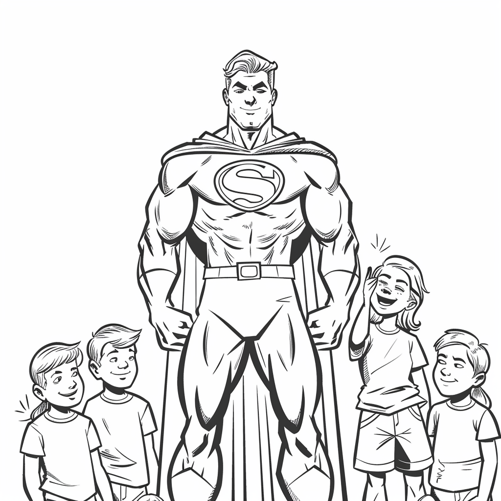Superhero with Friendly Kids