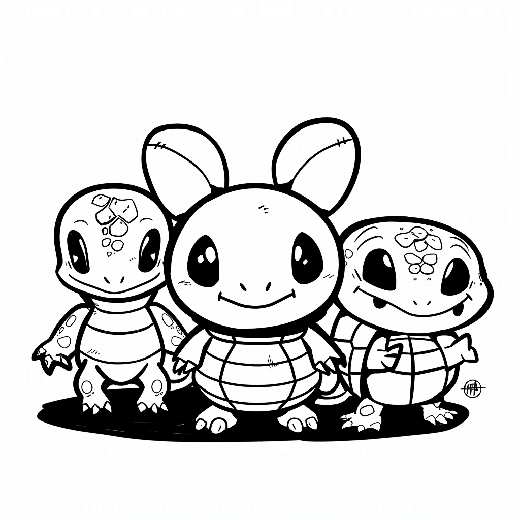 Three Cute Monster Friends Standing Together