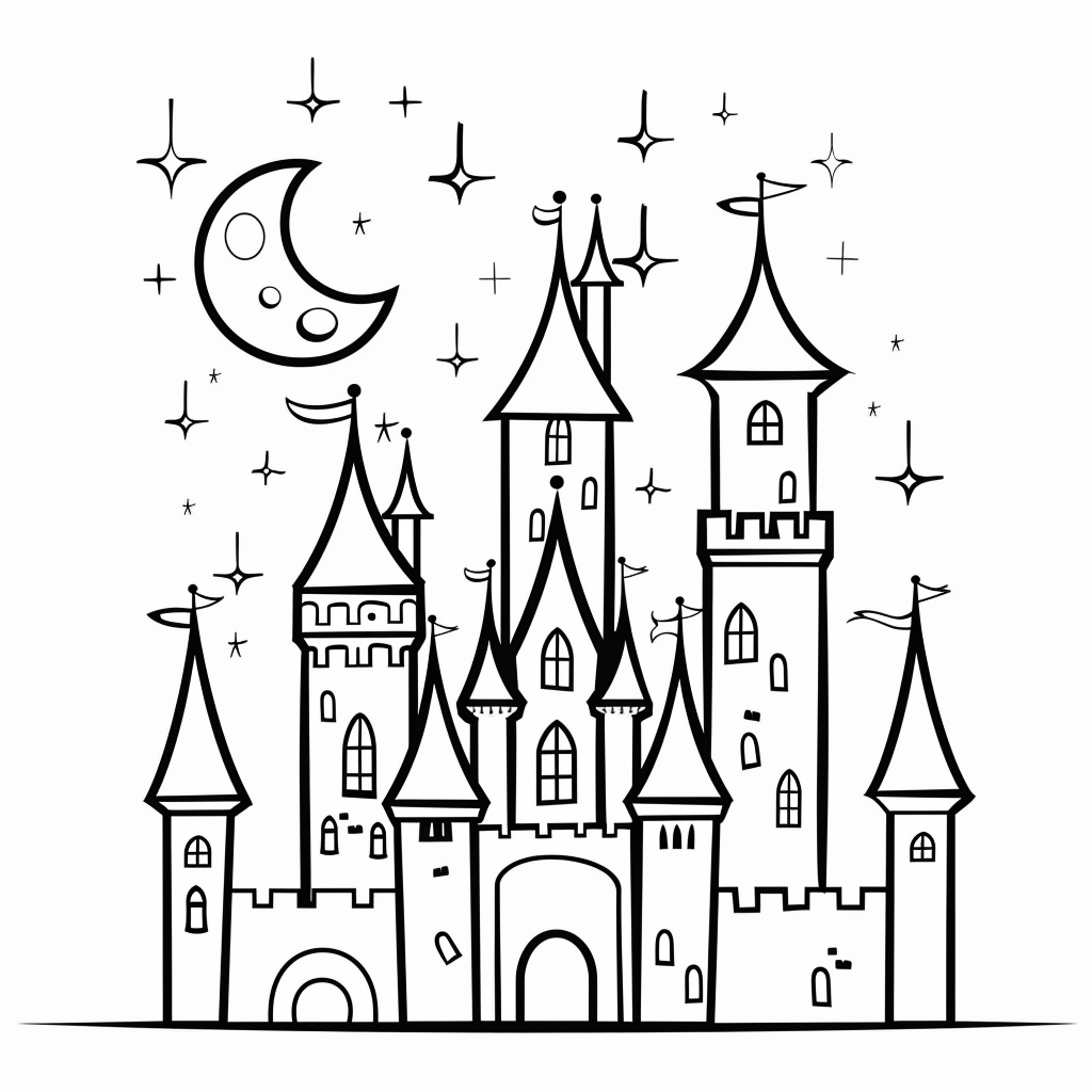 Princess Castle Coloring Pages printable castle design for kids